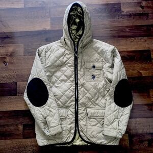 USPA US Polo Puffer Bomber Jacket Hooded Elbow Pads Vintage GRANDPACORE XL